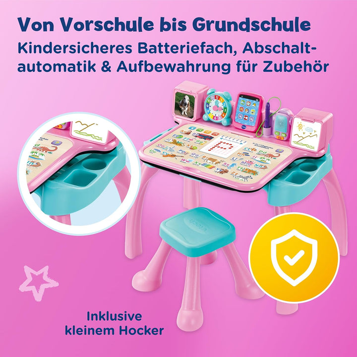 Vtech 6-in-1 Magischer Schreibtisch I Interaktive Lernstation mit Licht & Ton I Kreatives Set zum Sc