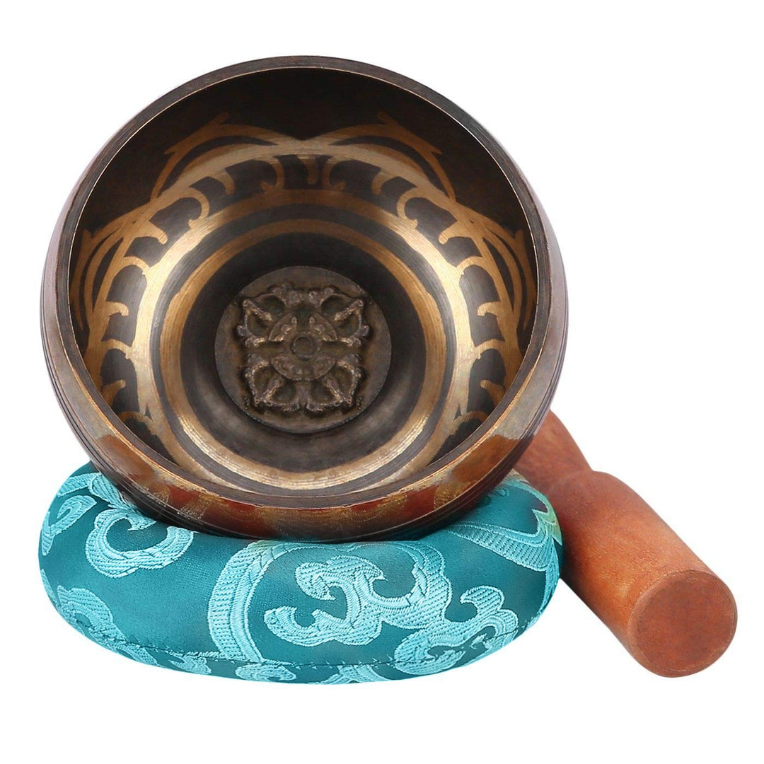 Tibetische Klangschale Set,Klangschalen Set 9.5cm Traditionelle Klangschale mit Holzstreicher und ha