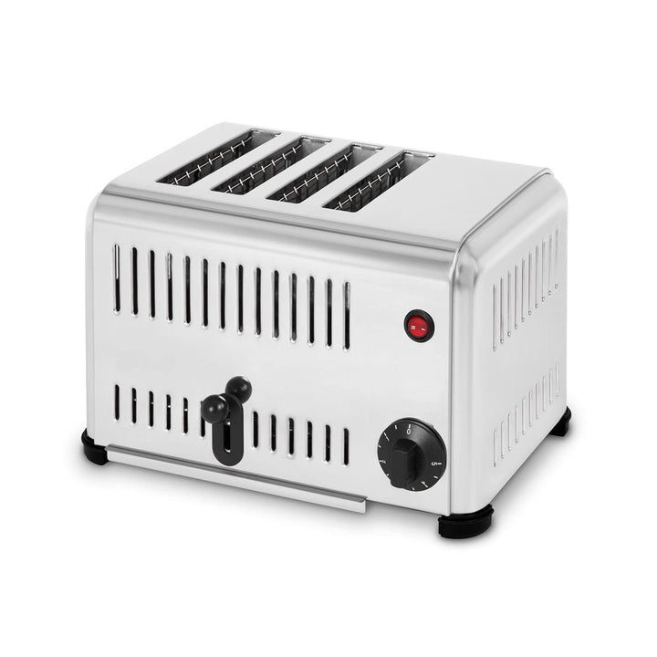 VERTES Gastro Toaster 4 Scheiben Elektrisch 2300W aus Edelstahl (Timer mit Klingel, Krümelschublade,