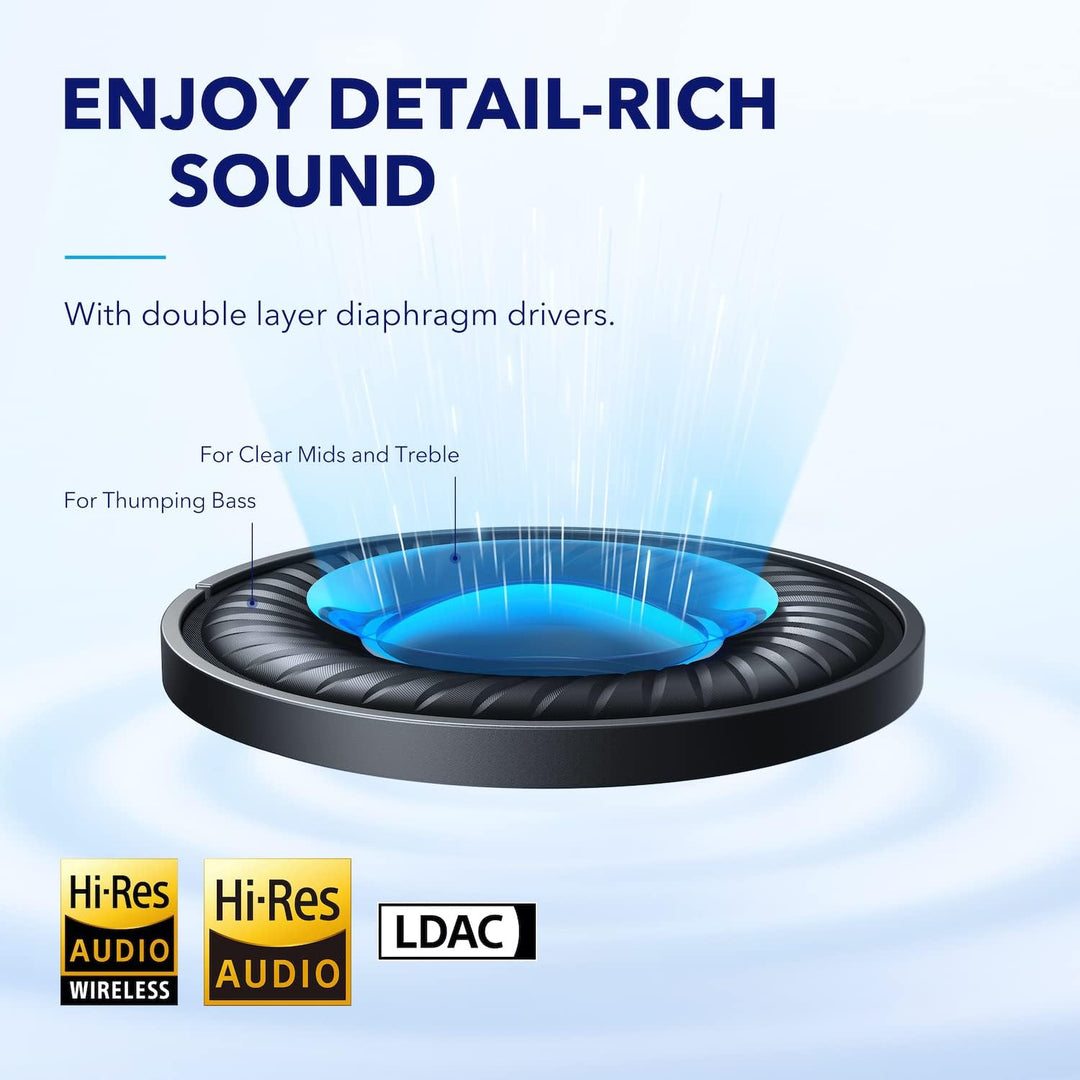 soundcore by Anker Space Q45 Bluetooth Kopfhörer, Adaptive aktive Geräuschunterdrückung bis zu 98%,
