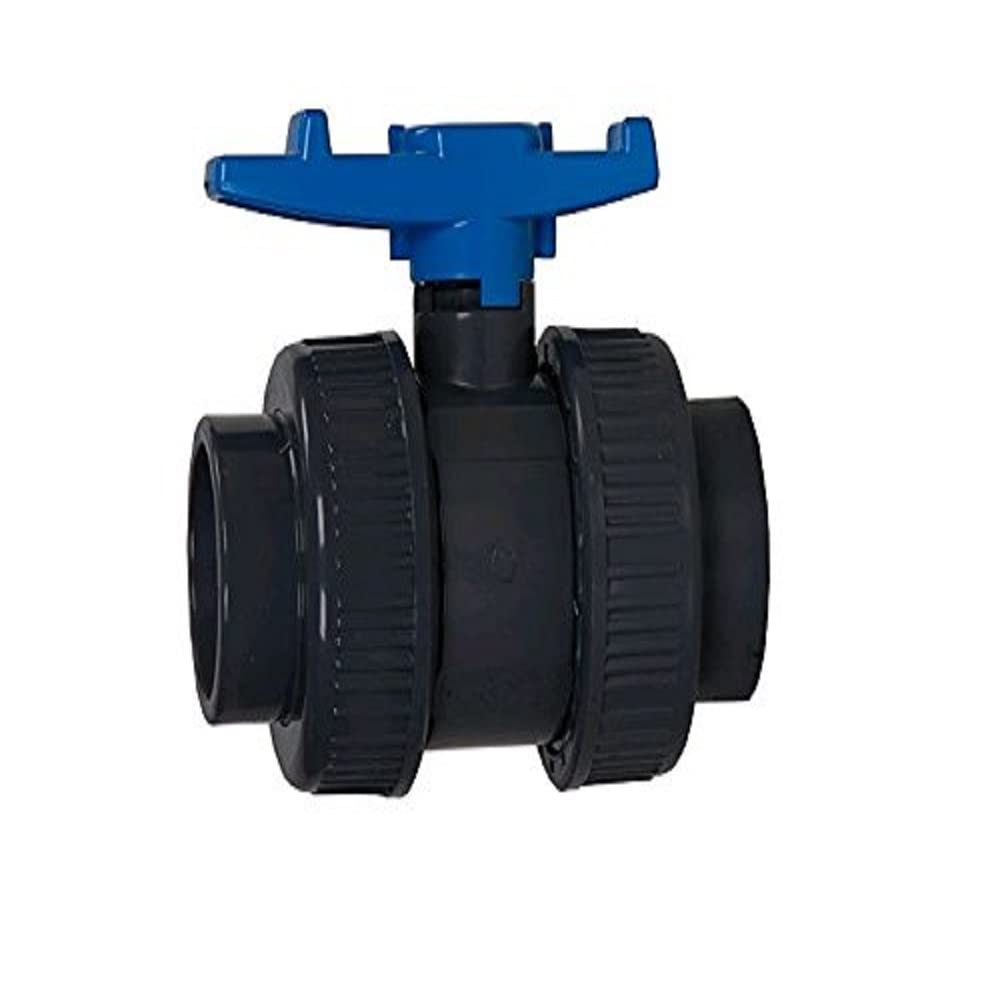 Aquaforte PVC Kugelhahn mit beidseitigen Überwurf "Econo-Line", Klebeanschluss für Ø 50 mm (Aussendu