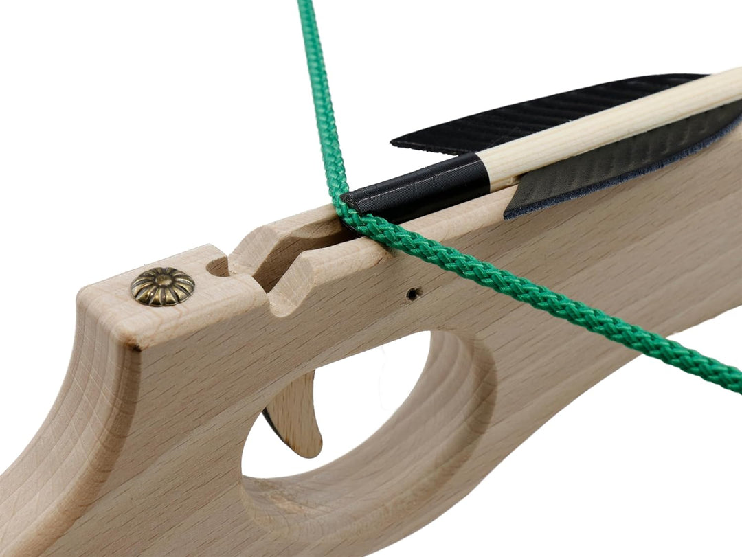 BestSaller 12129 Holz Armbrust klein mit Stahlbogen ca. 25 cm, inklusive 3 Bolzen 1213 ca. 18 cm, Na