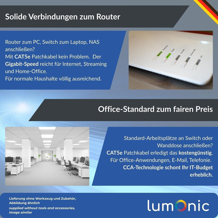 Lumonic LAN Netzwerkkabel 50m | LAN Kabel CAT5e F/UTP | Patchkabel Flexibel 4X 2X AWG26/7 (verseilt)