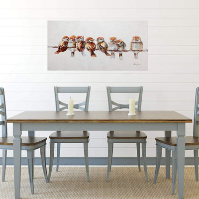 KunstLoft Leinwandbild | 100% HANDGEMALT | 120x60cm | Gemälde 'Happy Family Reunion' | Flugvögel | G