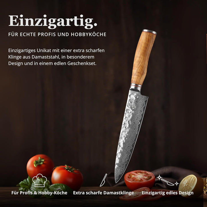 zayiko Minami Premium Guyto Chefmesser mit 20 cm Klinge gefertigt aus 67 Lagen echtem Damaststahl mi