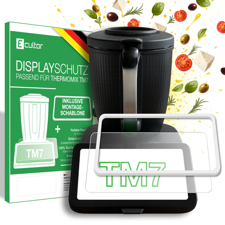 Ecultor® Displayschutz kompatibel mit Thermomix TM7 Schutzfolie mit Montage-Hilfe [9H, Kratzfest, Ma