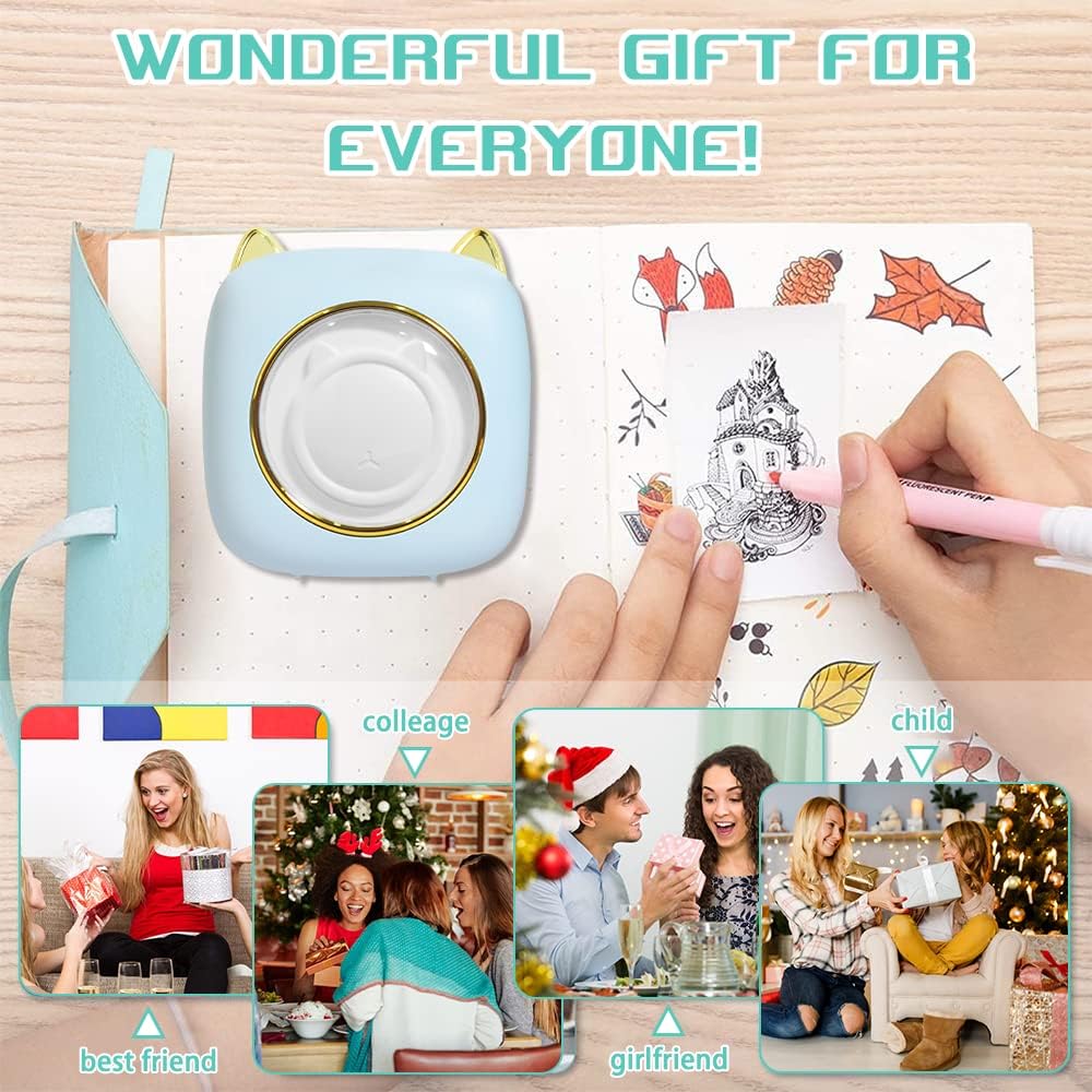 ZAKVOP Mini drucker, fotodrucker für Smartphone, Mini Printer Smartphone, Mini drucker für Smartphon