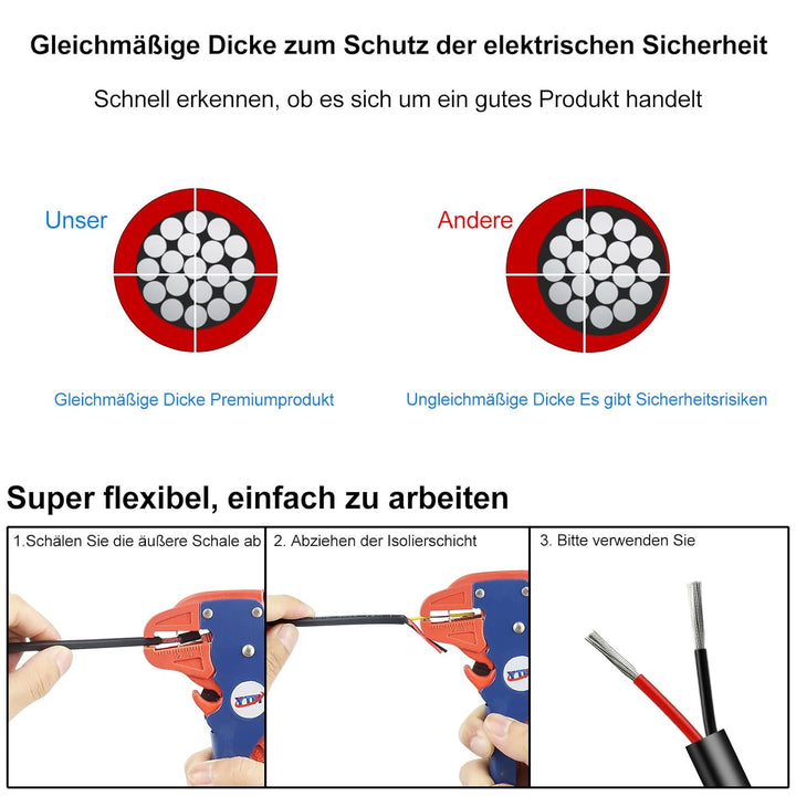 5 Meter 14AWG 2x2,0mm² Elektrischer Kabel, 2 Adriges Kabel 5V/12V/24V/300V Stromkabel Verzinntes Kup