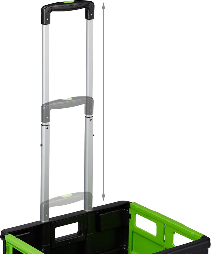 Relaxdays Einkaufstrolley klappbar, bis 35 kg, 50 l Kiste, mit Teleskopgriff, 2 Rollen, Transport Tr