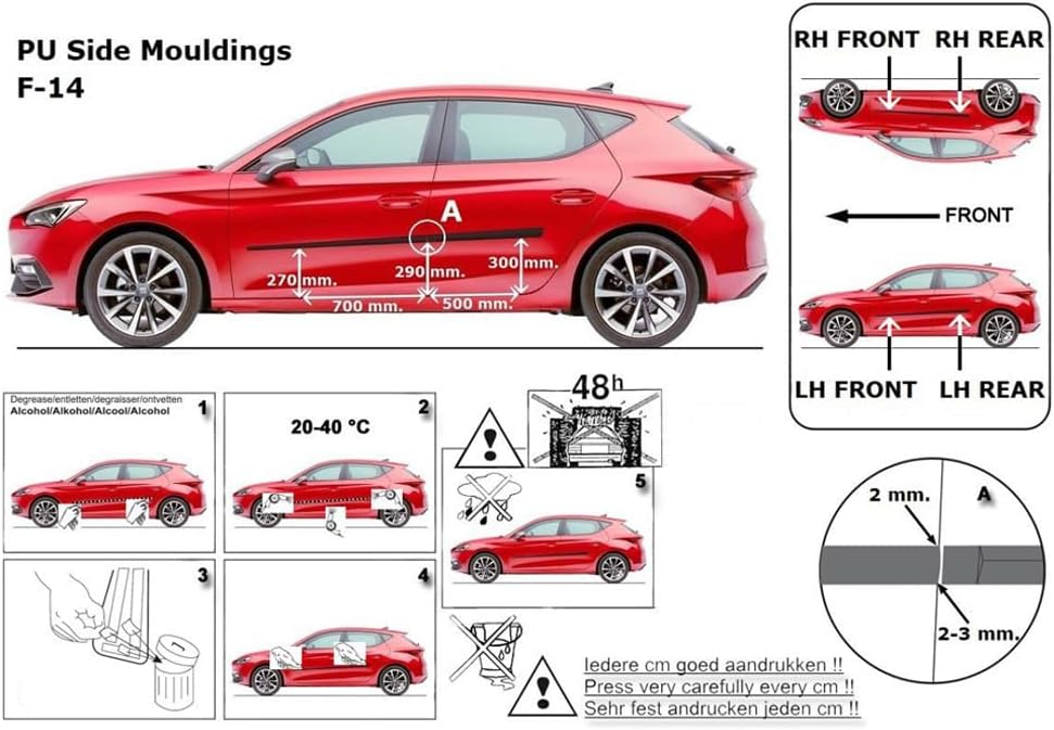 Spangenberg Seitenschutzleisten schwarz kompatibel mit Seat Leon IV 4. Generation Typ KL 5-Türer ab