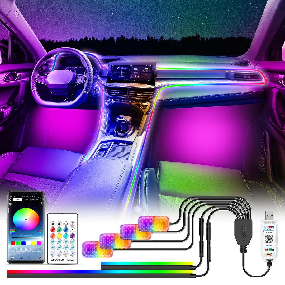 LED Innenbeleuchtung Auto USB, Regenbogen RGBic 210 Blinkende Modi，Auto Led Innenbeleuchtung 2 in 1