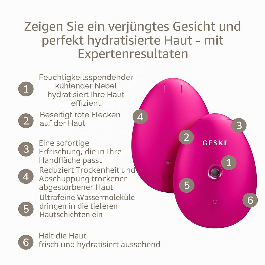 GESKE | SmartAppGuided™ Facial Hydration Refresher | 4 in 1 | Wasserzerstäuber | Gesichtsdampfer | W