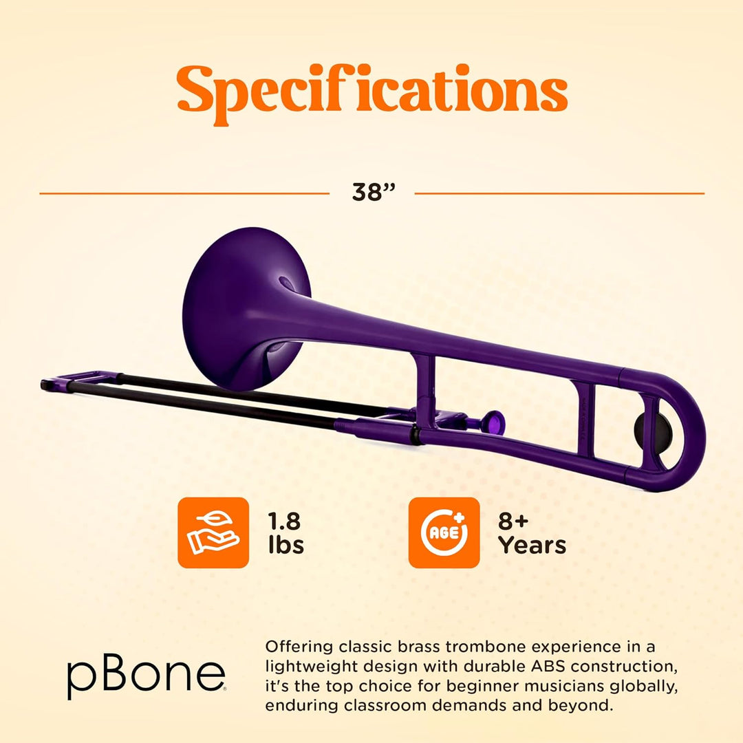 pBone Kunststoff Posaune violett mit Tasche und Mundstück violett Posaune, violett Posaune