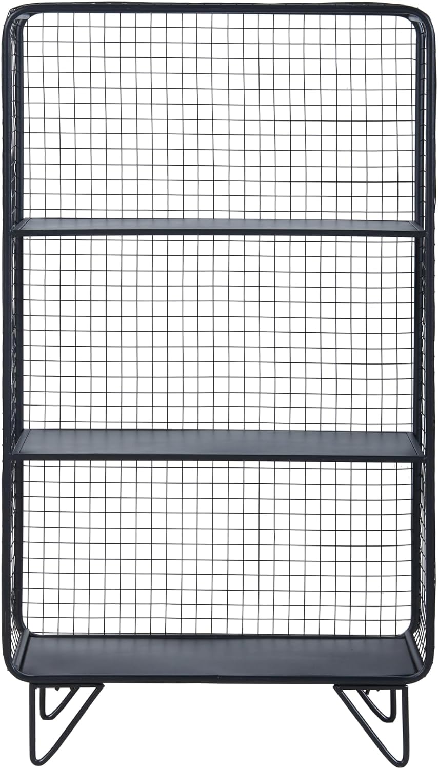 [en.casa] Standregal Volda Metallregal mit 3 Ebenen Gitterregal mit Hairpinlegs Schwarz Pflanzenrega