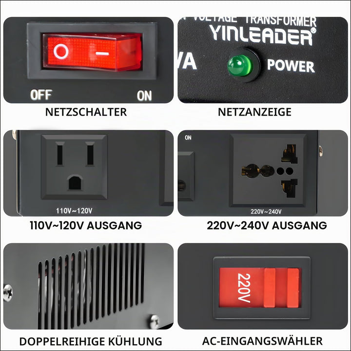 Yinleader 500W 230V bis 110V USA Spannungswandler Ringkern-Transformator 500VA - In: 110V oder 220V