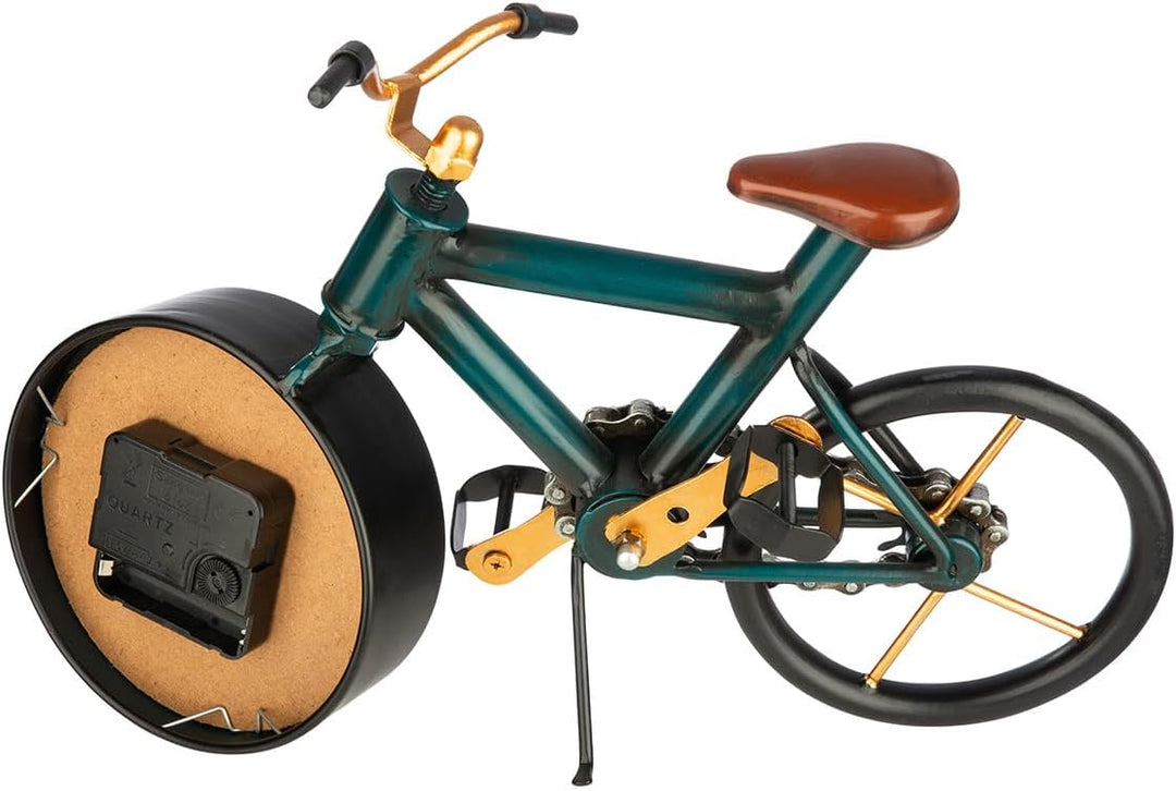 GILDE Stand-/Tischuhr aus Metall - Fahrradform - antikfinish - dunkelblau - Höhe 24cm x Breite 34cm