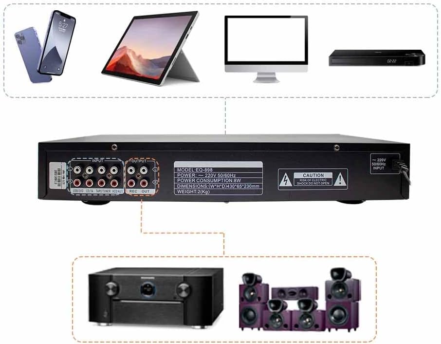 220 V Hifi Digital Hd Stereo Vorverstärker Equalizer Eingebauter Usb Bluetooth Home Stage Equalizer