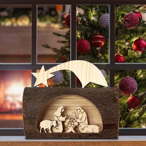 MaMeMi Must-Have für Weihnachten - Krippe aus Südtirol/Tischkrippe/Kompaktkrippe Holzstamm, Holzstam