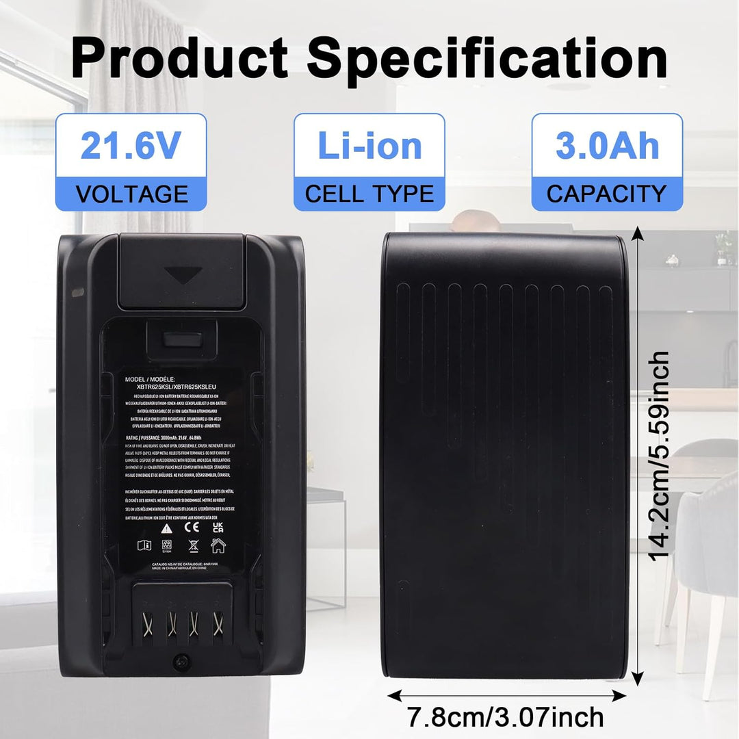21,6 V 3000 mAh Lithium-Ionen-Akku, kompatibel mit Shark XBTR625KSL IW3511, IW3615, IW3110C, IW3111C