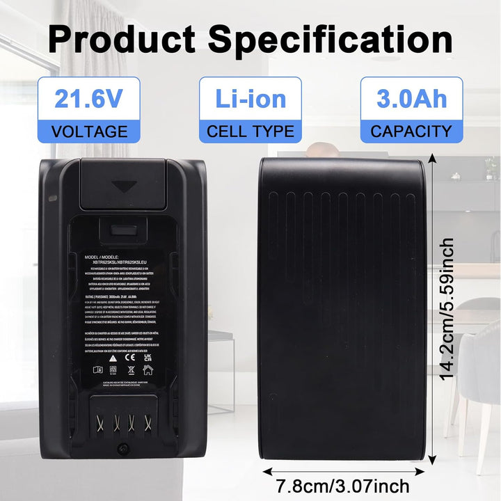 21,6 V 3000 mAh Lithium-Ionen-Akku, kompatibel mit Shark XBTR625KSL IW3511, IW3615, IW3110C, IW3111C