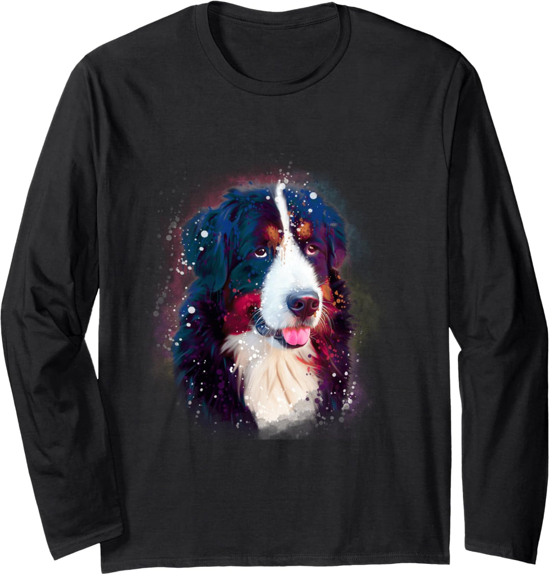 Berner Sennenhund Watercolor Wasserfarben Hunde Hundemama Langarmshirt