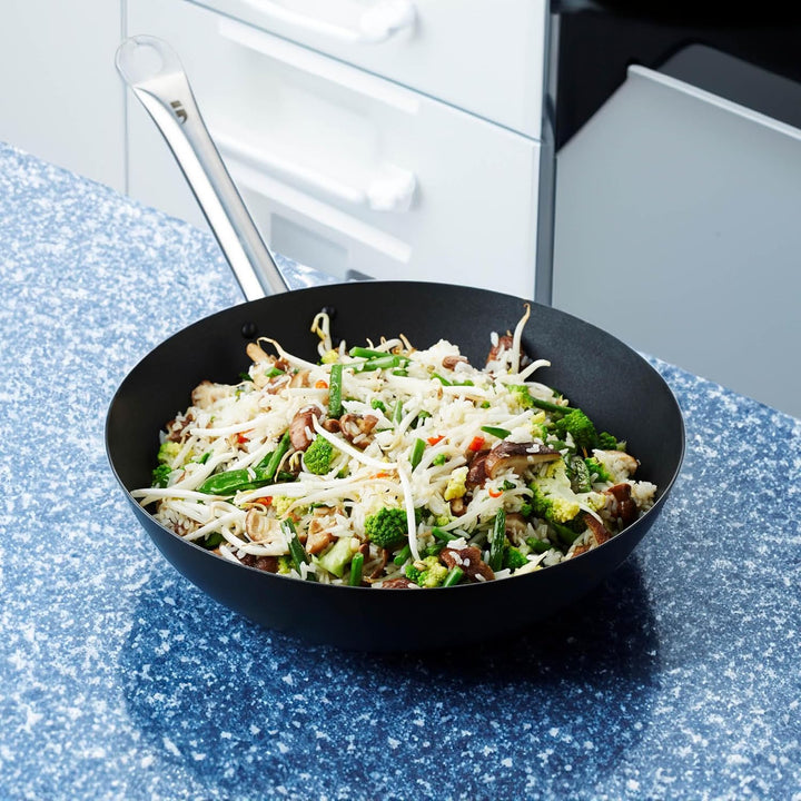 Point-Virgule Wok Pfanne mit Antihaft Beschichtung und Edelstahlgriff für Wok-Grillgerichte zu berei