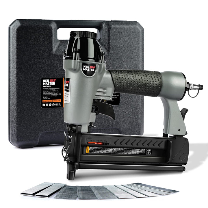 NEU MASTER Druckluftnagler, 2 in1 Drucklufttacker mit Transportkoffer inkl. 800 Nägel und 200 Klamme