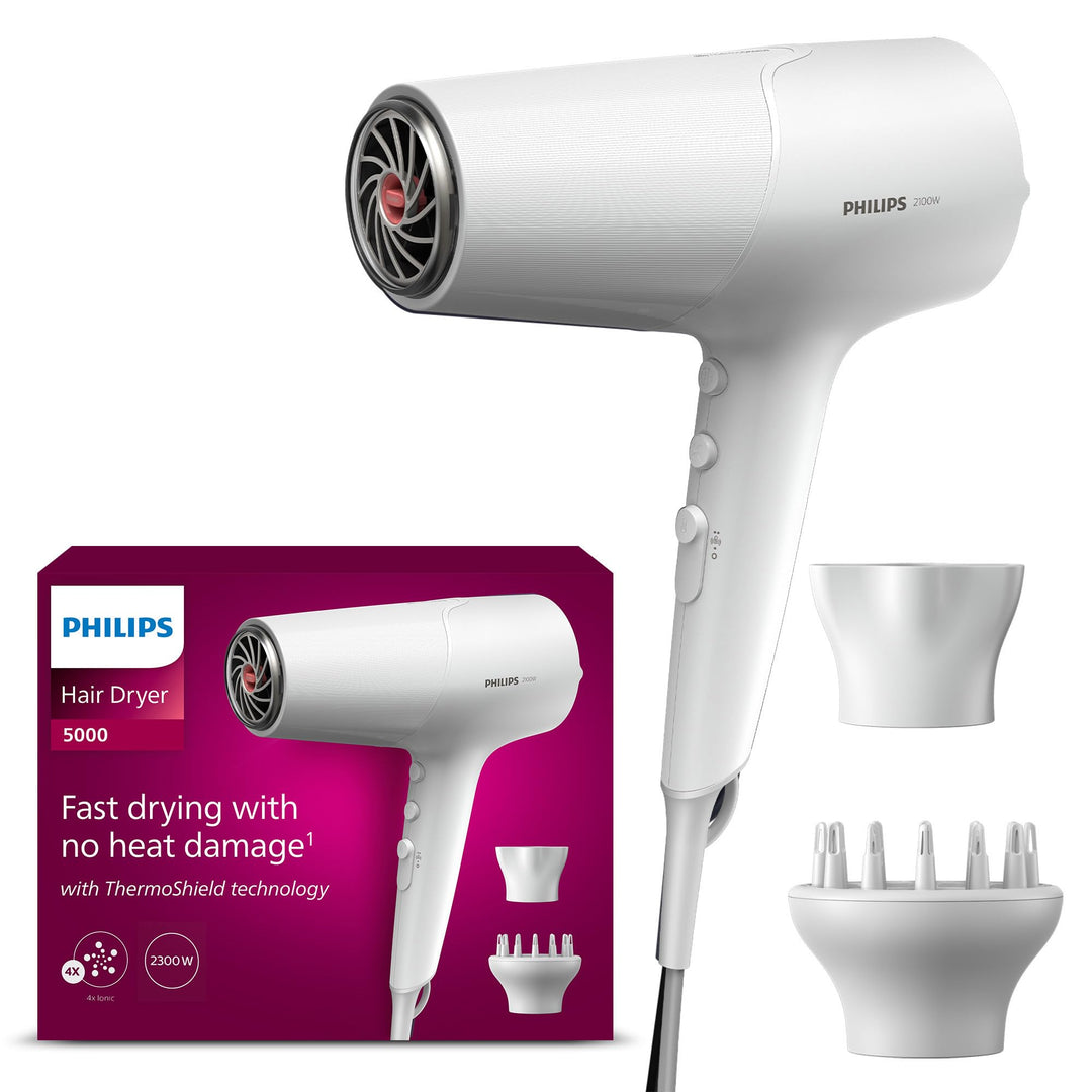 Philips 5000 Series Haartrockner – Haartrockner mit ThermoShield Technologie, Volumendiffusor und 14