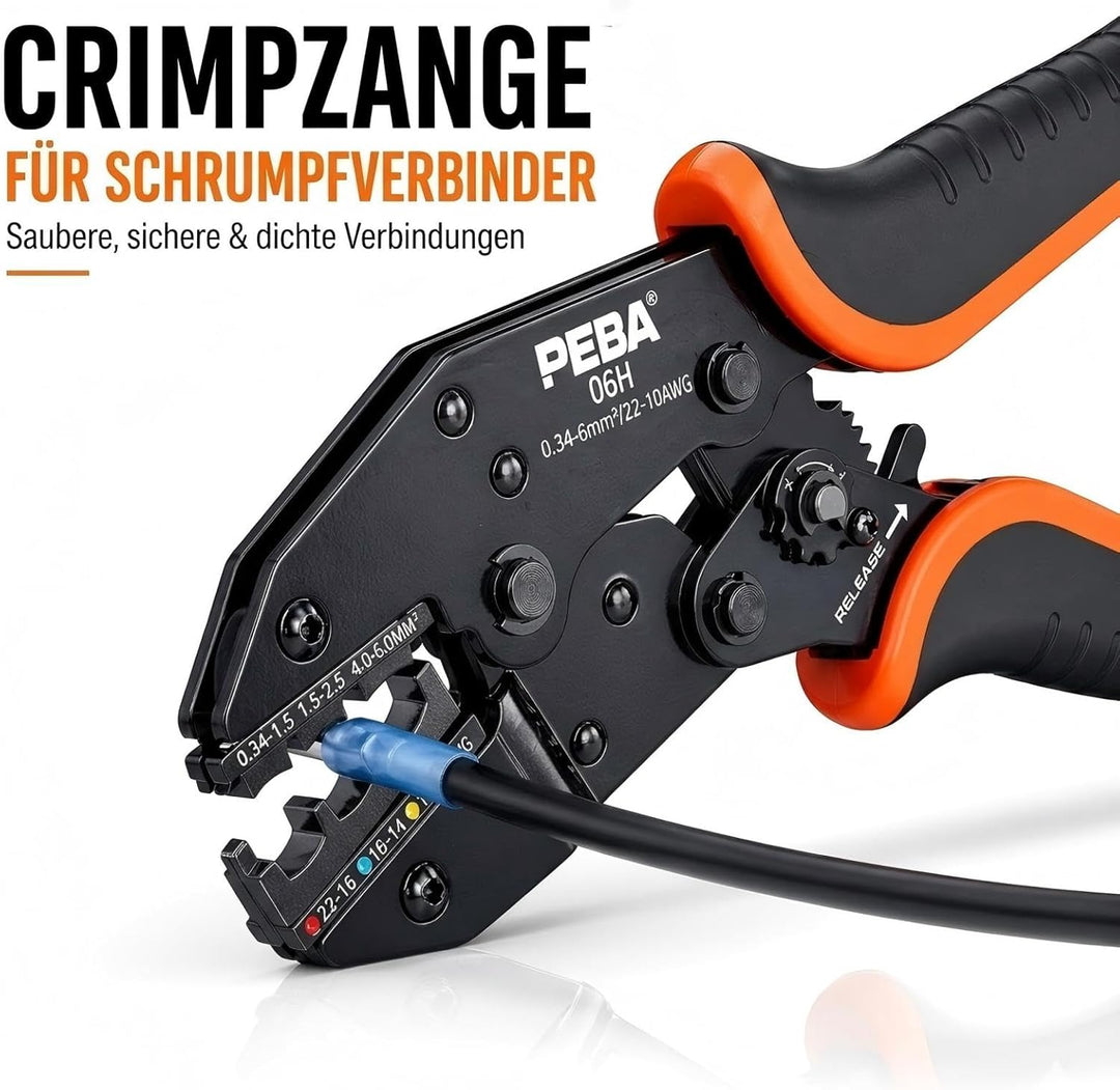 PEBA Crimpzange Set mit Stossverbindern, Schrumpfverbinder & Kabelverbinder Set, IP67 wasserdicht, v