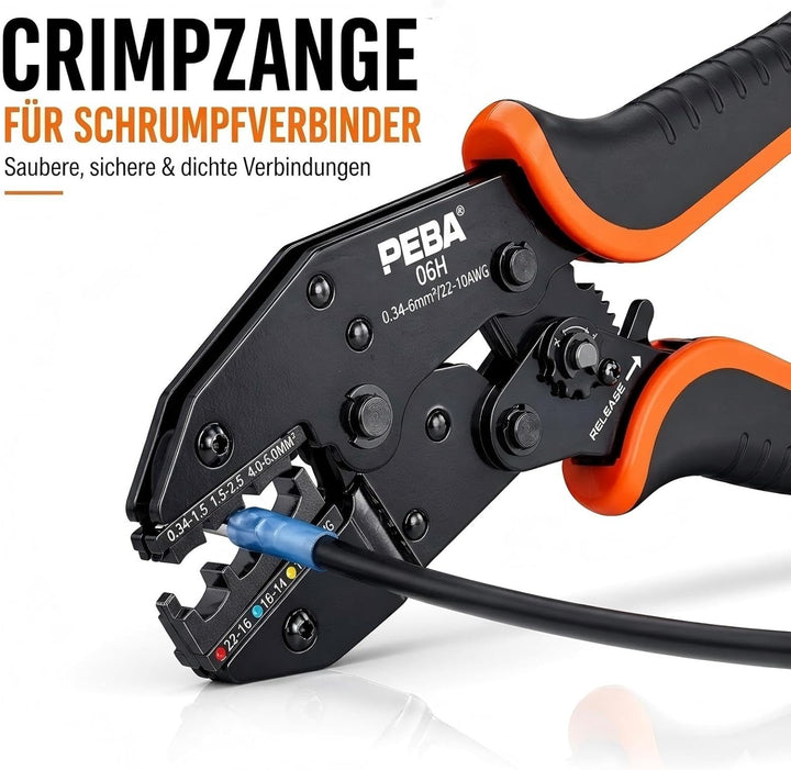 PEBA Crimpzange Set mit Stossverbindern, Schrumpfverbinder & Kabelverbinder Set, IP67 wasserdicht, v