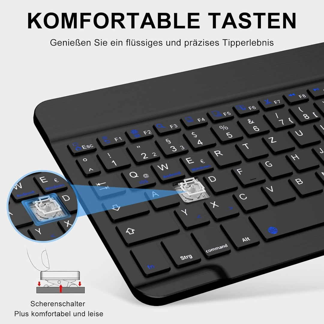 Ultradünn Deutsche Bluetooth Tastatur mit deutschem Layout QWERTZ für iPad Air/Pro/Mini/iPad 11/10.9