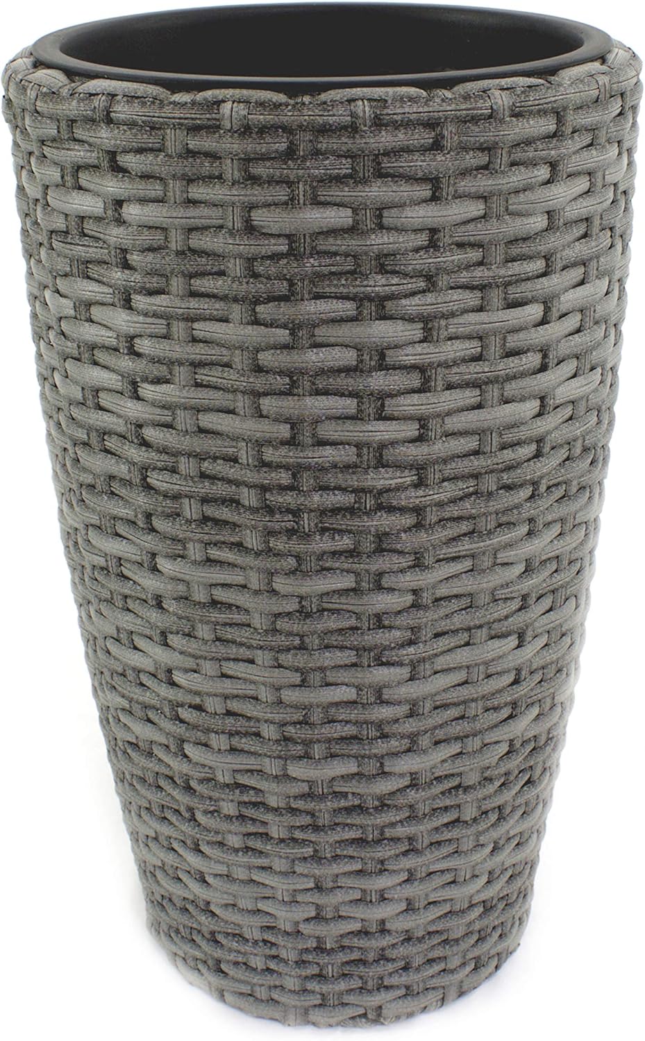 DARO DEKO Rattan Blumentopf hoch rund Ø 37cm x 60cm anthrazit, &#xD8; 37cm x 60cm Anthrazit