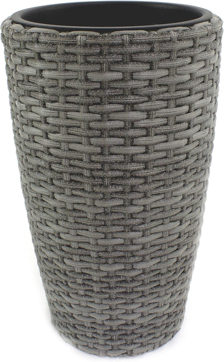 DARO DEKO Rattan Blumentopf hoch rund Ø 37cm x 60cm anthrazit, &#xD8; 37cm x 60cm Anthrazit