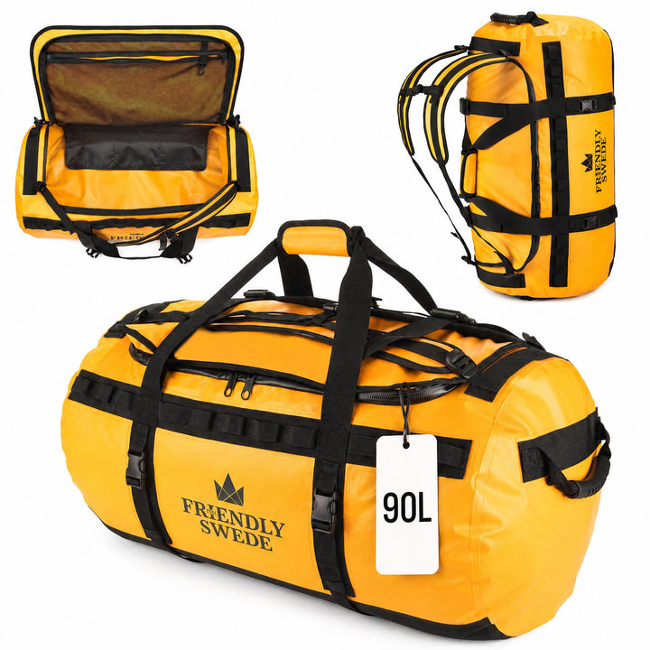 The Friendly Swede Wasserfeste Reisetasche Duffle Bag Rucksack - 30L / 60L / 90L - Seesack, Sporttas