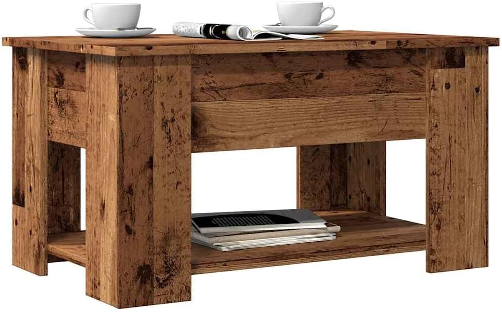 vidaXL Couchtisch Altholz-Optik 79x49x41 cm Holzwerkstoff, Couchtisch höhenverstellbar, Sofatisch, B