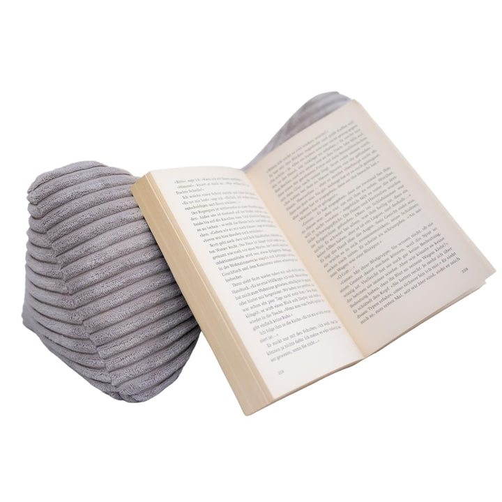 sleepling Bücherkissen Lesekissen, 38 x 18 cm, Silber grau, Leseknochen aus weicher Mikrofaser (380