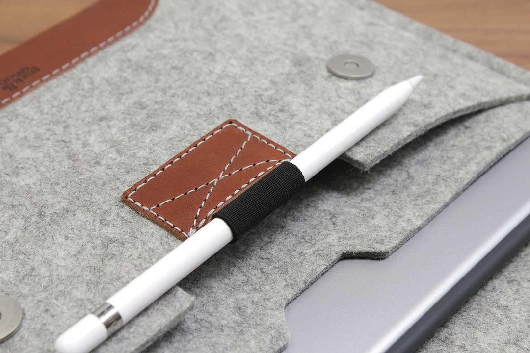 Pack & Smooch Für iPad Pro 12.9" (3.Gen.) Hülle Sleeve Case 100% Wollfilz Pflanzlich Gegerbtes Leder