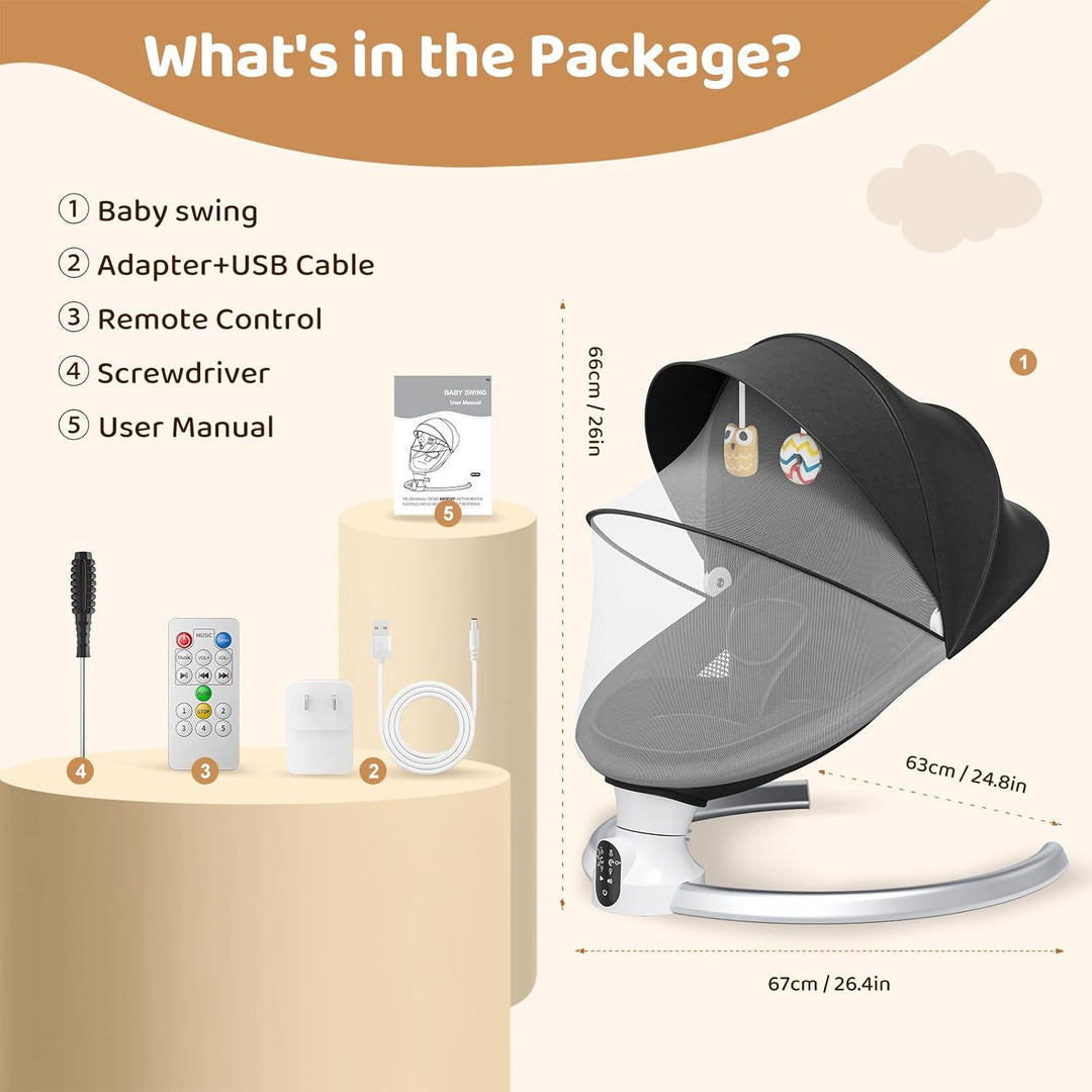 Babyschaukel Elektrisch,Helangel Elektronischer Baby Schaukelsitz mit Kabel und mit Bluetooth Elektr