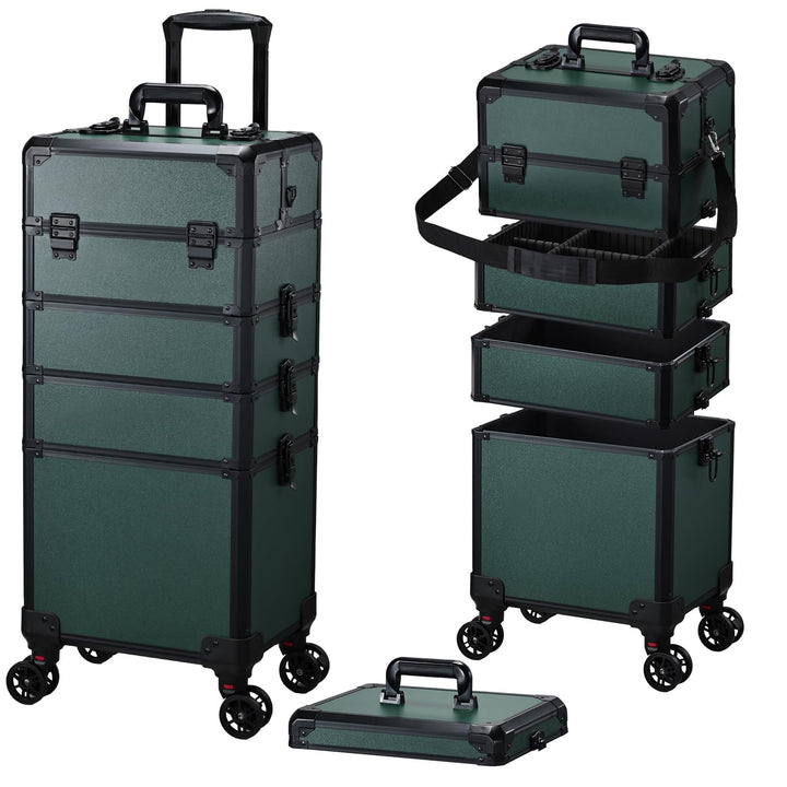 Kosmetikkoffer Alu Beauty Case 5 in 1 Kosmetik Trolley Rollkoffer Make up Koffer Gross Schminkkoffer