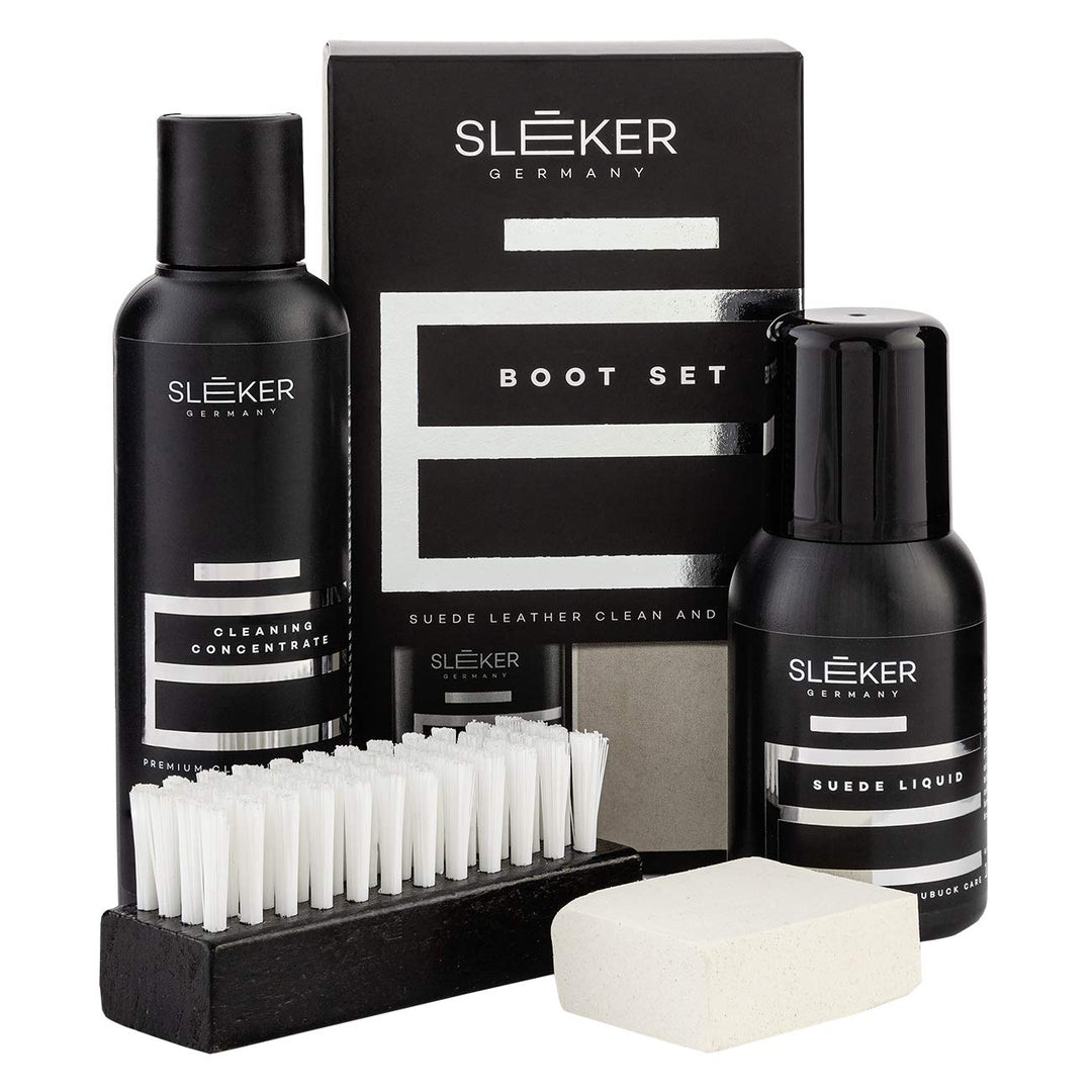 SLEEKER Boot Set, praktisches Rauleder Reinigungsset zur kraftvollen Reinigung und Pflege von Boots