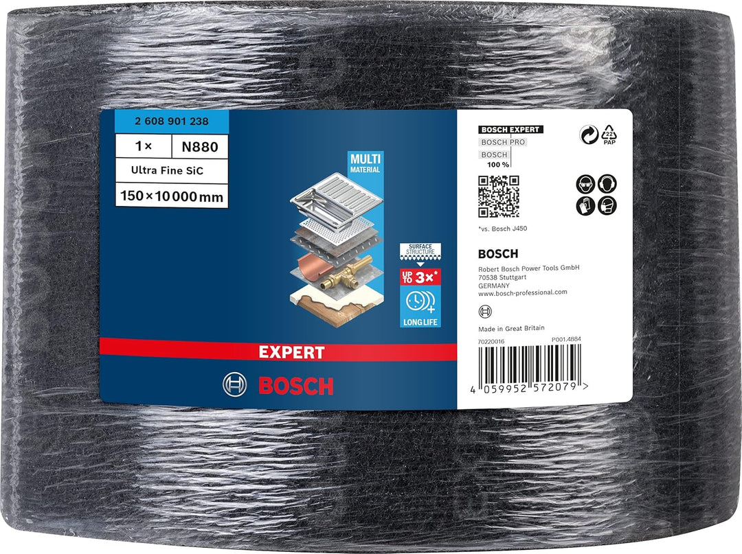 Bosch Professional 1x Expert N880 Vliesrolle (für Stahlbleche, Breite 150 mm, Länge 10 m, ultra fein