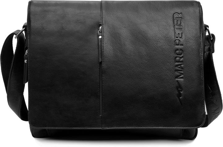 Marc Peter® Bergen leder Umhängetasche für Herren Damen | 15.6 Zoll Laptoptasche | Aktentasche aus e