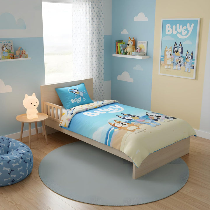 BrandMac Bluey Kinderbettwäsche-Set | Einzelbettgrösse Bettbezug 140x200 cm mit Kissenbezug 50x70 cm