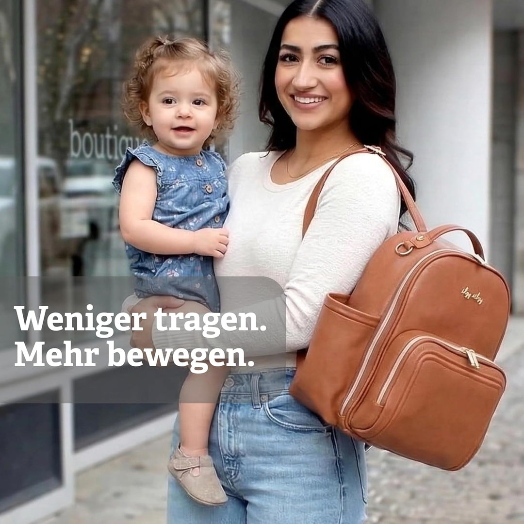 Itzy Ritzy Wickeltasche Mini Plus – Wickelrucksack klein für Mama & Papa, Baby Bag mit 10 Fächern, i