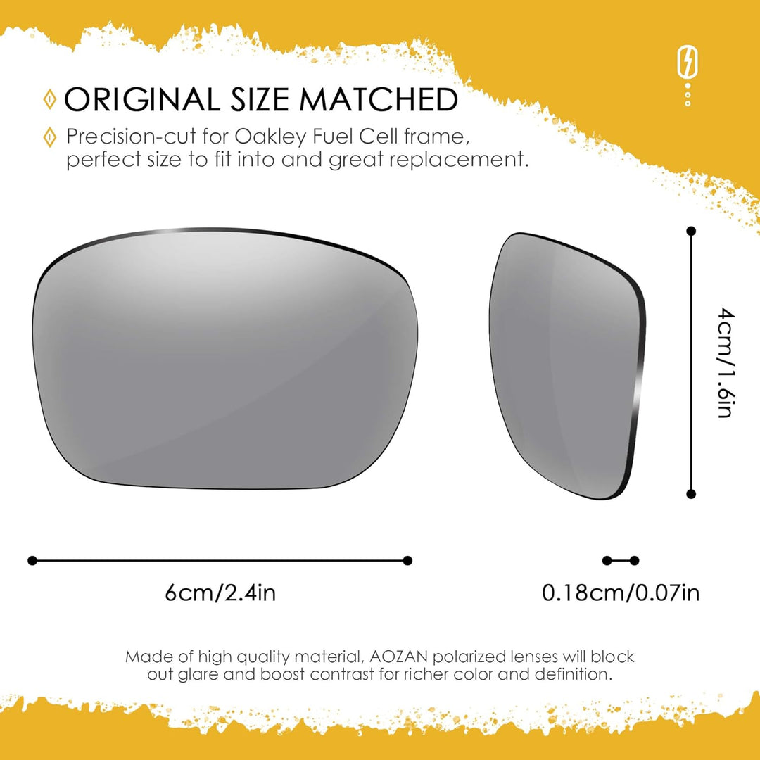 AOZAN ANSI Z87.1 Ersatzgläser kompatibel mit Oakley Fuel Cell OO9096 Sonnenbrille Gainsboro Polarisi