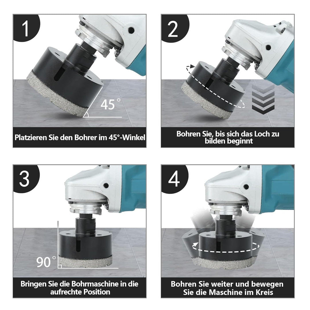 10 Stück/Satz Diamant Fliesenbohrer Set, 6–50mm M14 Gewinde vakuumgelöteter Winkelschleifer Mauerwer