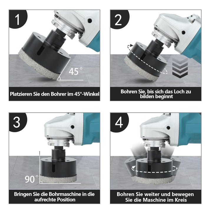 10 Stück/Satz Diamant Fliesenbohrer Set, 6–50mm M14 Gewinde vakuumgelöteter Winkelschleifer Mauerwer