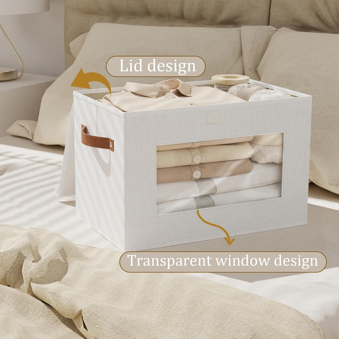 Aufbewahrungsbox mit Deckel Stoff, Schrank Organizer Kleiderschrank, Aufbewahrungsboxn mit Fenster,