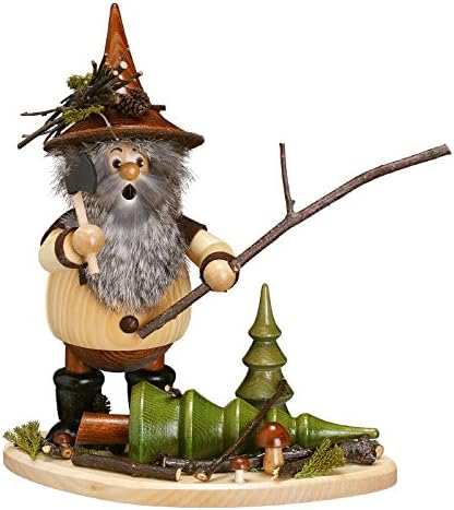 DWU Original Erzgebirgischer Räuchermann® Waldwichtel auf Brett gross Waldarbeiter Natur - inkl. Ori