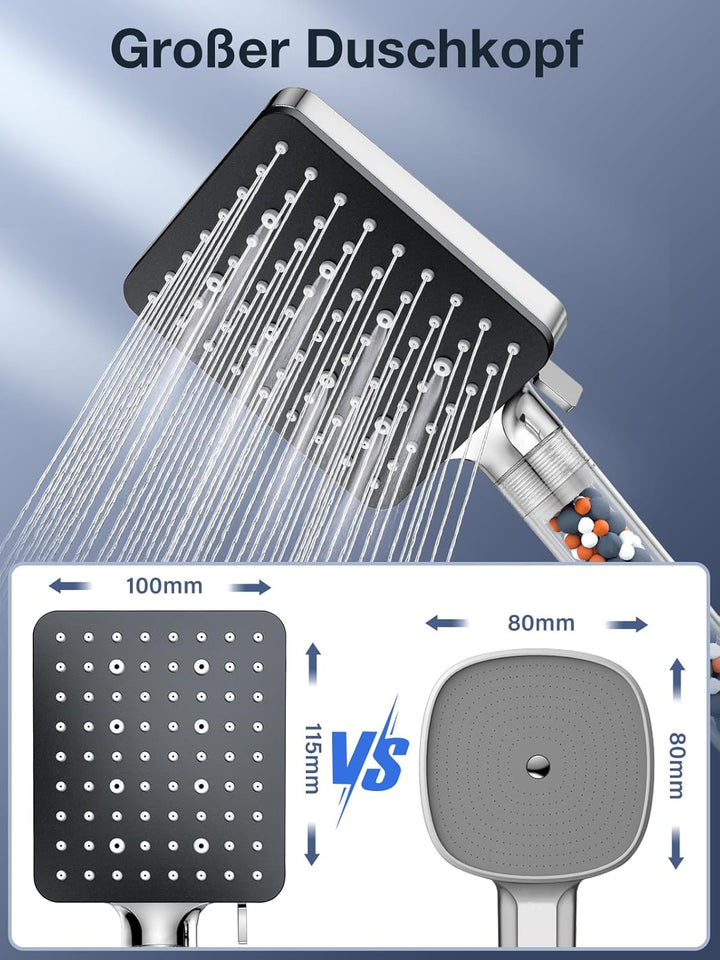 Duschkopf,YEAUPE PRO Universal Duschbrause mit Filter,Badewanne Handbrause (115 * 100mm),Wasserspare